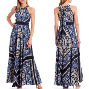 ELIZA J SCARF PRINT MAXI DRESS